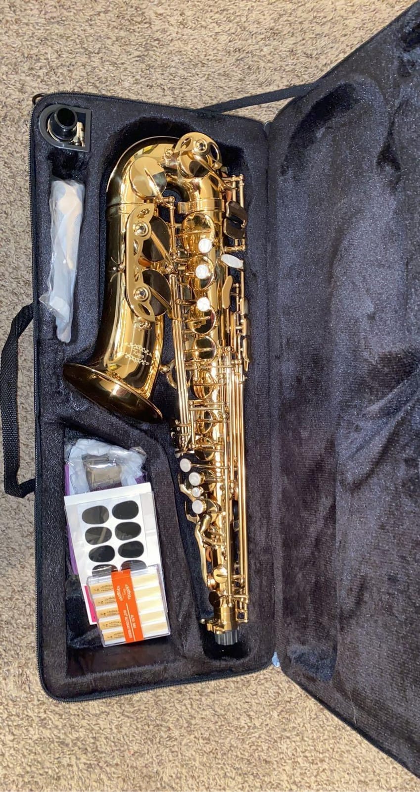 Glory Gold Laquer E Flat Alto Saxophone with 11 Reeds, 8 Pads Cushions, Case, Care Kit customer photo 1