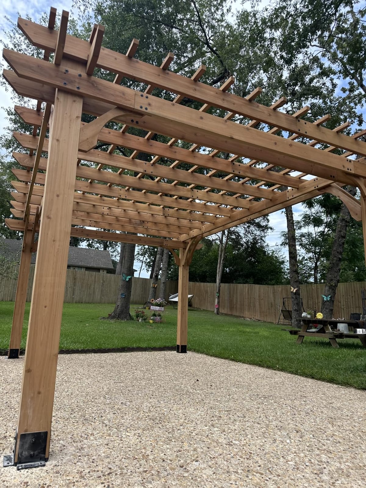 Backyard Discovery Beaumont 12' x 10' Traditional Cedar Wood Pergola Kit with Trellis Roof, All-Season Durability, High-Wind Rating, PowerPort, Shade for Outdoor Patio, Deck, Garden, and Entertaining customer photo 1