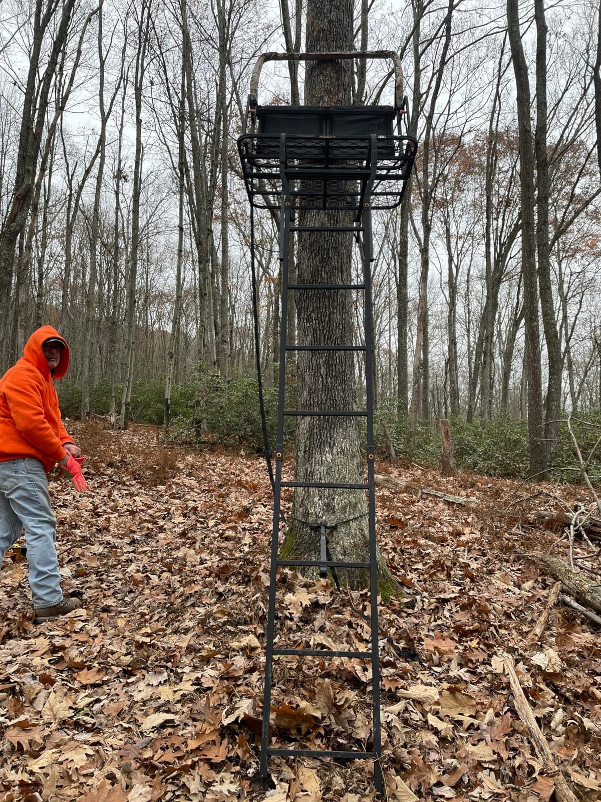 Muddy 2-Person Ladder Tree Stand for Deer Hunting, 17' Tall, Black | The Partner - Adjustable Climbing Treestand with Platform, Straps and Safety Harness for Shooting customer photo 2