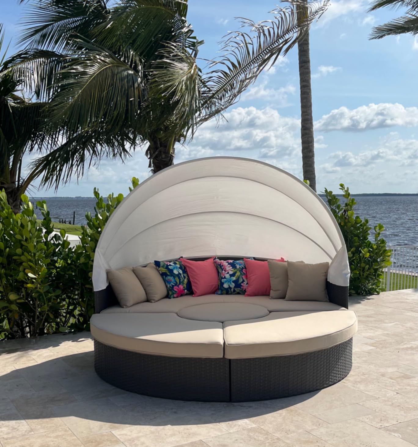 Modway Sojourn Outdoor Patio Sunbrella Sectional Daybed with Canopy in Antique Canvas Beige customer photo 1