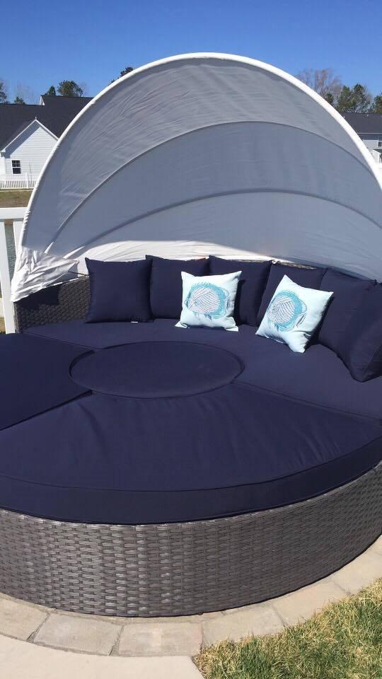 Modway Sojourn Outdoor Patio Sunbrella Sectional Daybed with Canopy in Antique Canvas Beige customer photo 2