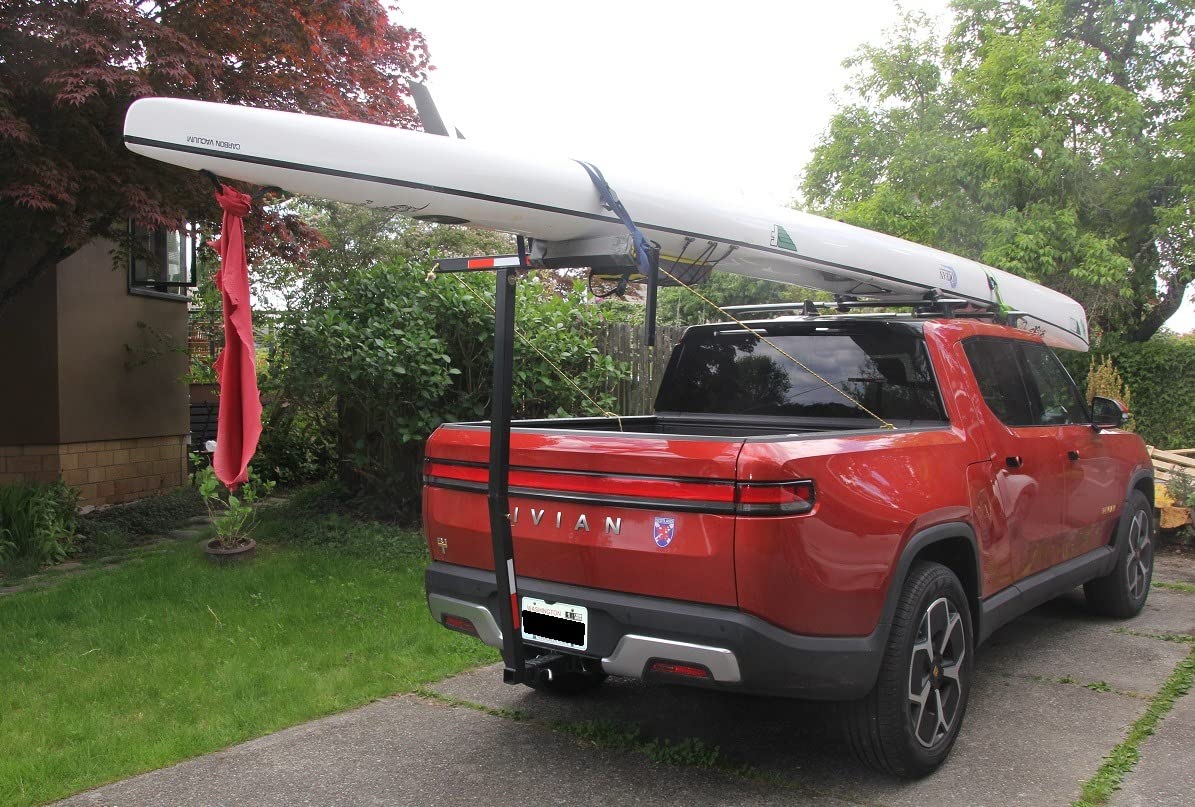 ECOTRIC Truck Bed Extender Pickup Truck Bed Hitch Mount Extension Rack SUV | Lumber Ladder Canoe Boat Kayak Long Pipes w/Flag 750lbs Capacity customer photo 2