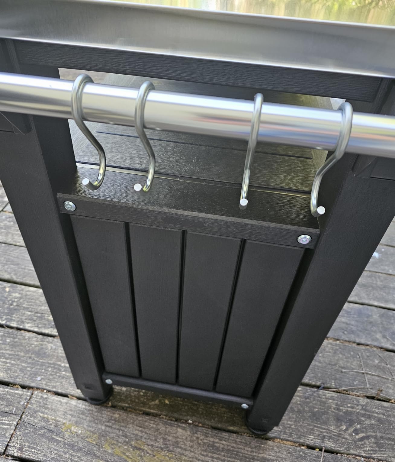 Keter Outdoor Rolling Table Cart for Food Prep, Storage, Dark Brown | Portable Kitchen Island Tabletop with Wheels for Bar & Grill, Drinks, Snacks, and Cooking customer photo 2