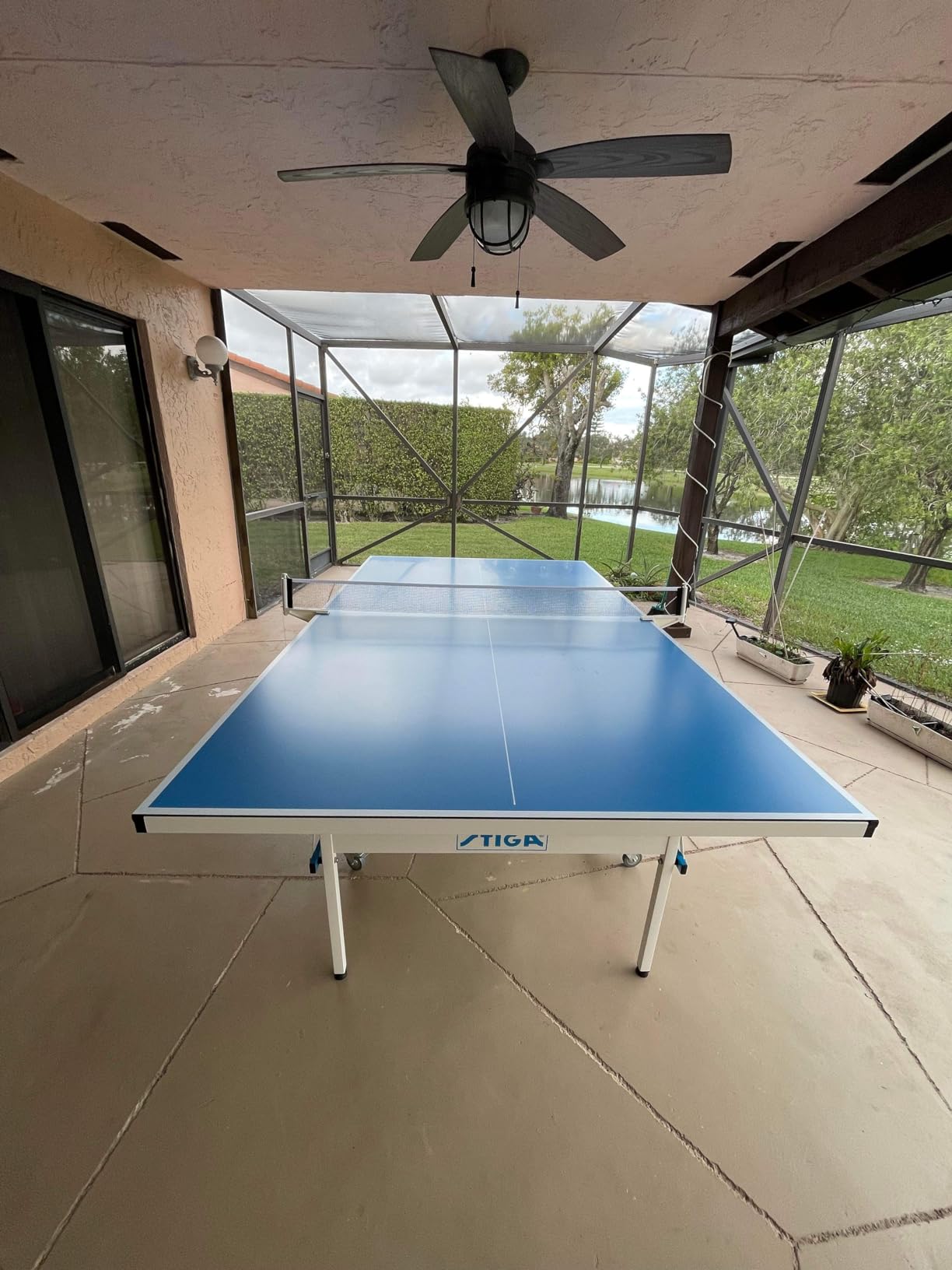 STIGA Outdoor Table Tennis Table - All-Weather Waterproof Aluminum Ping Pong Table with Net & Post, QuickPlay Assembly, 108