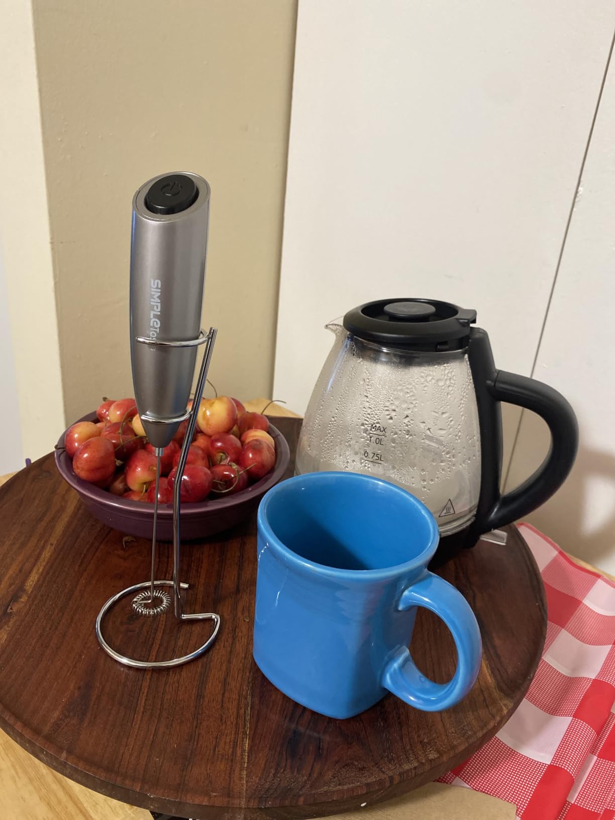 SIMPLETASTE Milk Frother Handheld Electric Foam Maker Battery Operated | Drink Mixer with Stainless Steel Whisk for Cappuccino, Bulletproof Coffee, Latte, Gray, with Stand customer photo 2