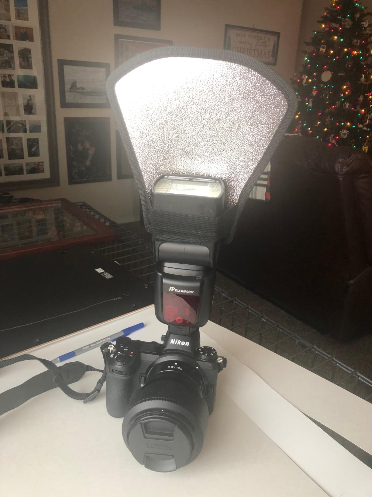 waka Flash Diffuser Reflector Kit - Bend Bounce Flash Diffuser+ Silver/White Reflector for Speedlight, Universal Mount for Canon, Nikon, etc. customer photo 1