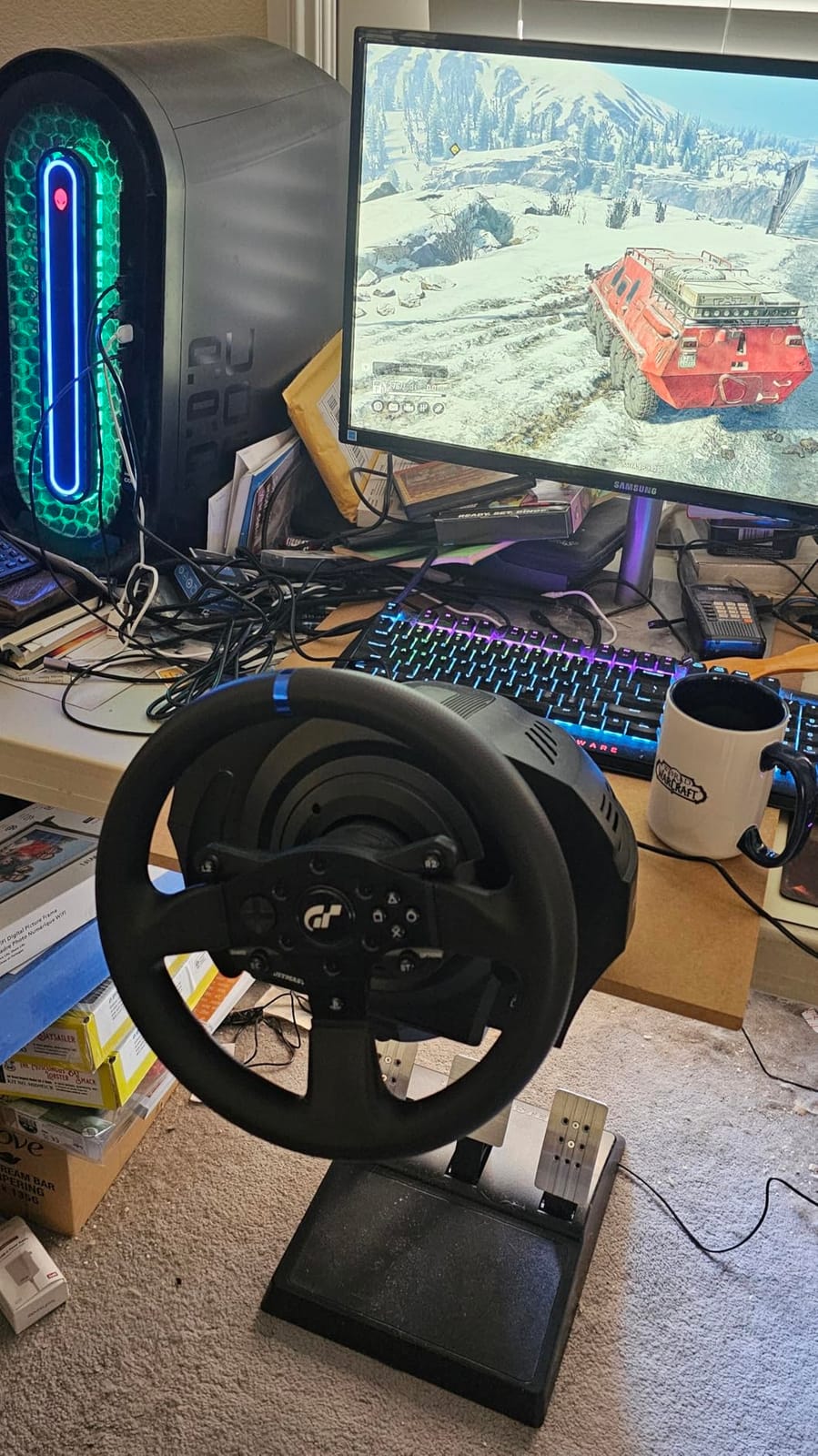 Thrustmaster T300RS GT Force Feedback Racing Wheel & 3 Pedal Set - PS5 & PC | Belt-driven motor, changeable rim, expandable with Thrustmaster shifters, for driving. farming simulators, cockpit ready customer photo 2