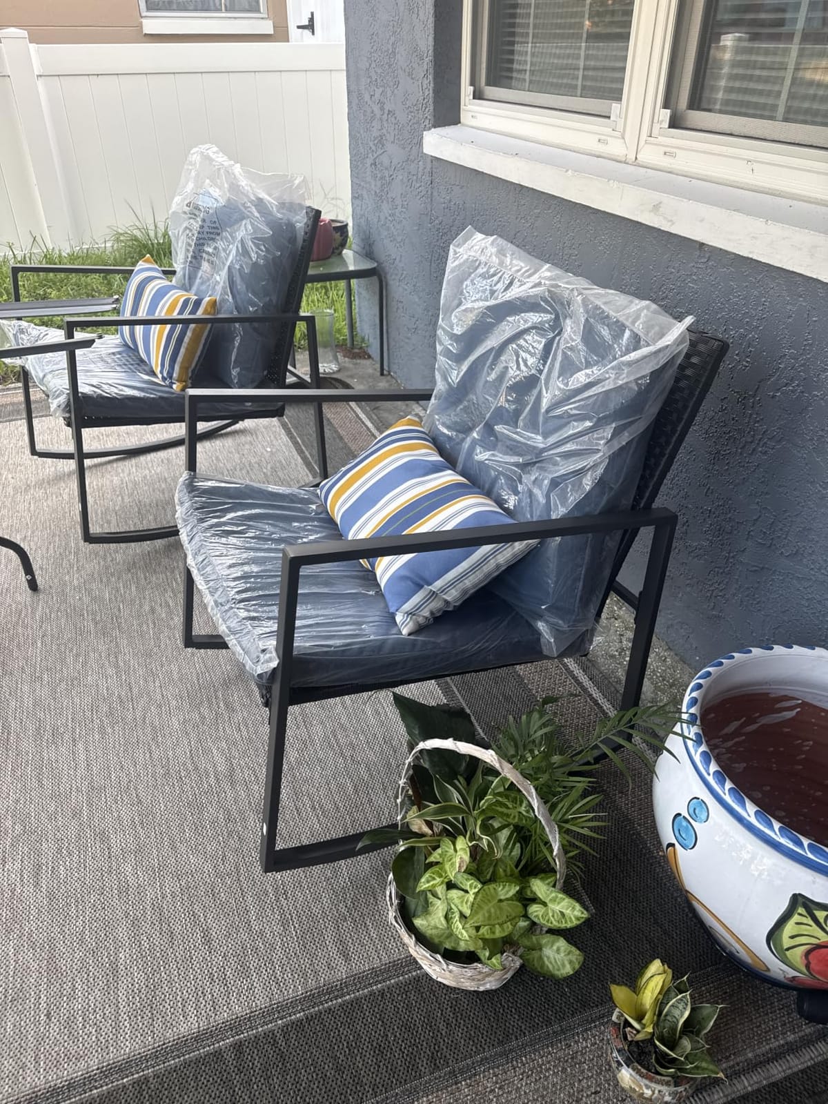 SUNCROWN 3 Piece Outdoor Rocking Bistro Set Brown Wicker Furniture Porch Chairs with Glass Coffee Table customer photo 2