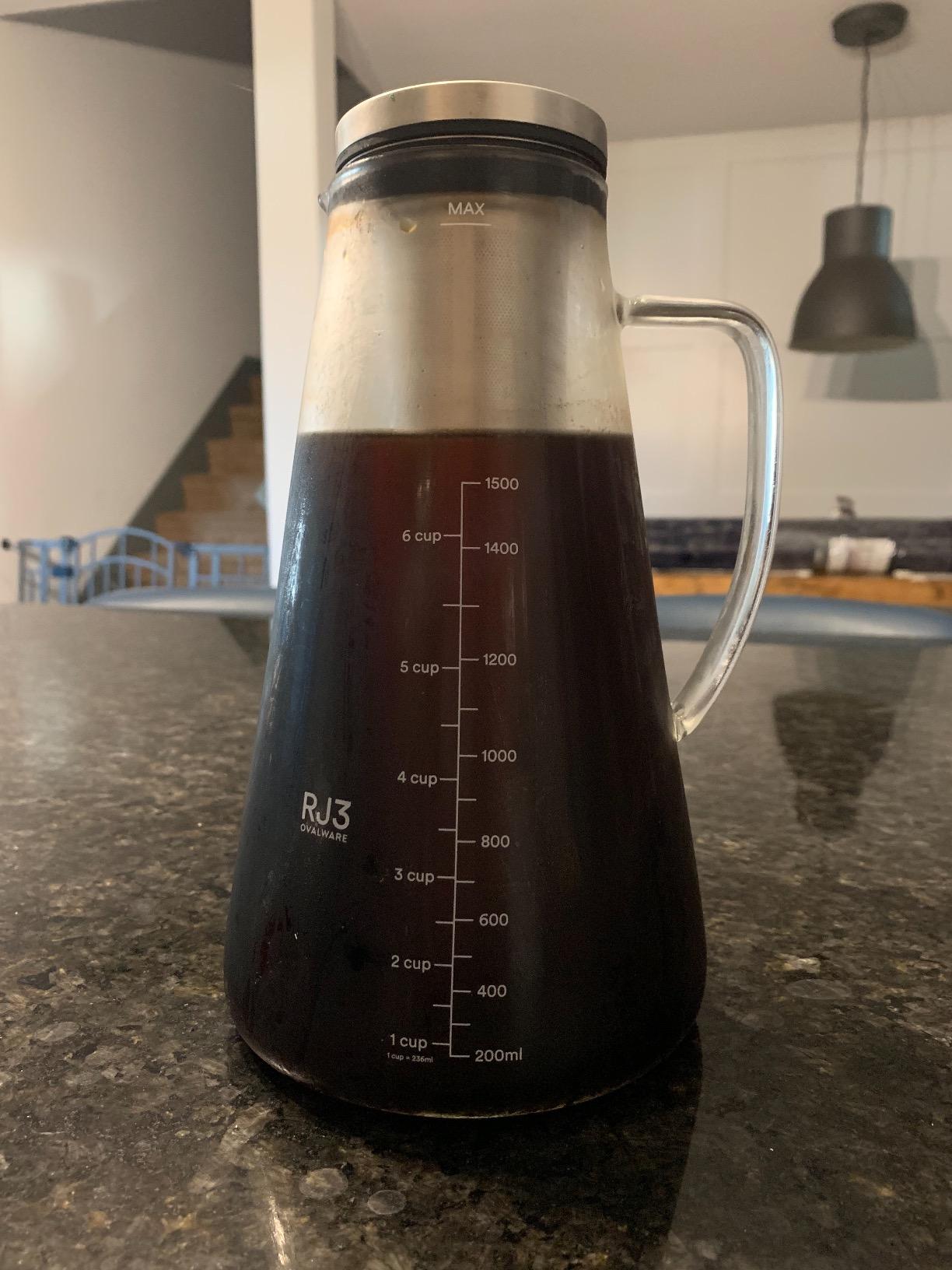 OVALWARE Airtight Cold Brew Coffee Maker with Tea Infuser & Spout 1.5L/51oz | Borosilicate Cold Brew Coffee & Iced Tea Maker with Removable Strainer & Spout | Ideal for Home Baristas & Tea Enthusiasts customer photo 2