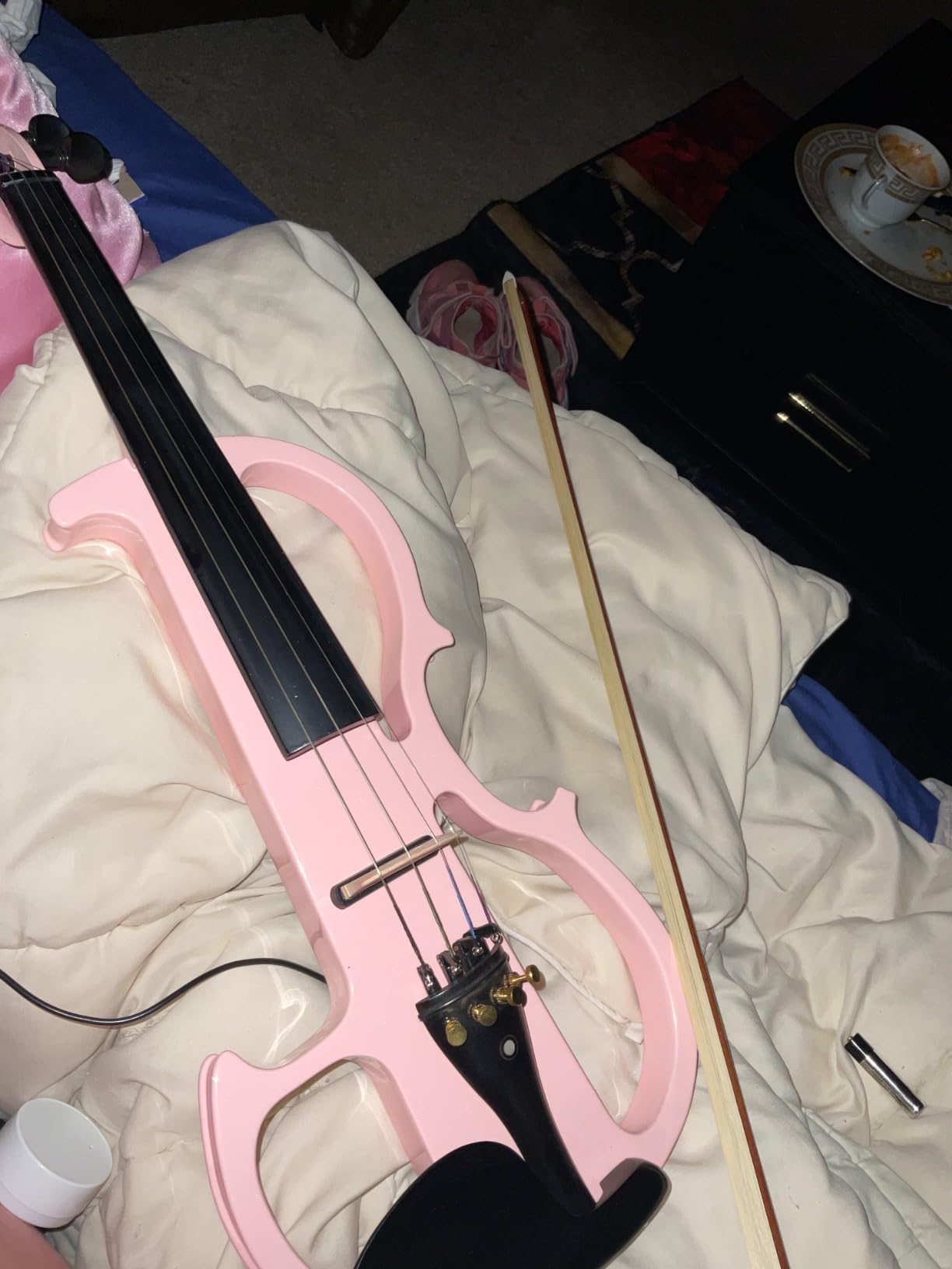 Vangoa Electric Violin 4/4 Full Size Silent Electronic Violin Fiddle, Black | Durable ebony fitting, upgraded pickup with headphone jack, solid wood, beginner Kit for adults teens quiet training practice customer photo 1