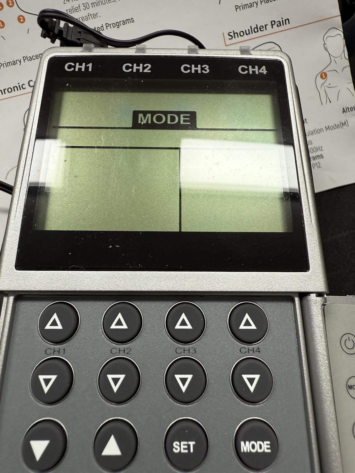 iSTIM EV-805 TENS EMS 4 Channel Rechargeable Combo Machine Unit - Muscle Stimulator + Back Pain Relief and Management- 24 Programs/Backlit (Including Electrodes Pads) customer photo 2