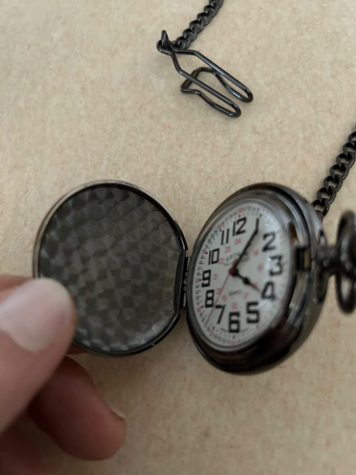 Men's Gunmetal Railroad Polished Finish Covered Quartz Pocket Watch # GWC15044B customer photo 2