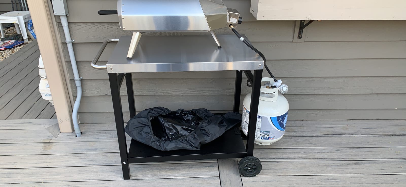 Royal Gourmet Dining Cart Table with Double-Shelf, Movable Stainless Steel Flattop Grill Cart, Hooks, Side Handle, Multifunctional PC3401B (Black) customer photo 2