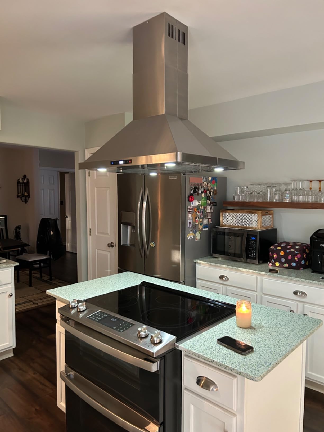 30 in. Lumin Coll 380 CFM Ducted Island Range Hood, LED, Stainless Steel | Cosmo COS-63ISS75 Soft Touch Controls, 3 Fan Speeds, Permanent Dishwasher-Safe Baffle Filters, Timer and Clock customer photo 2