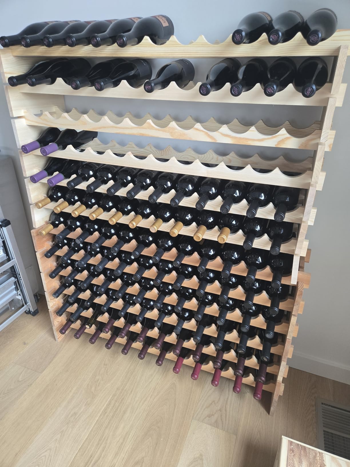96 Bottles Stackable Modular Wine Rack, 8-Tier Wooden Wine Storage Rack Freestanding Wine Holder Display Shelves, Wobble-Free Shelves, Solid Wood customer photo 2