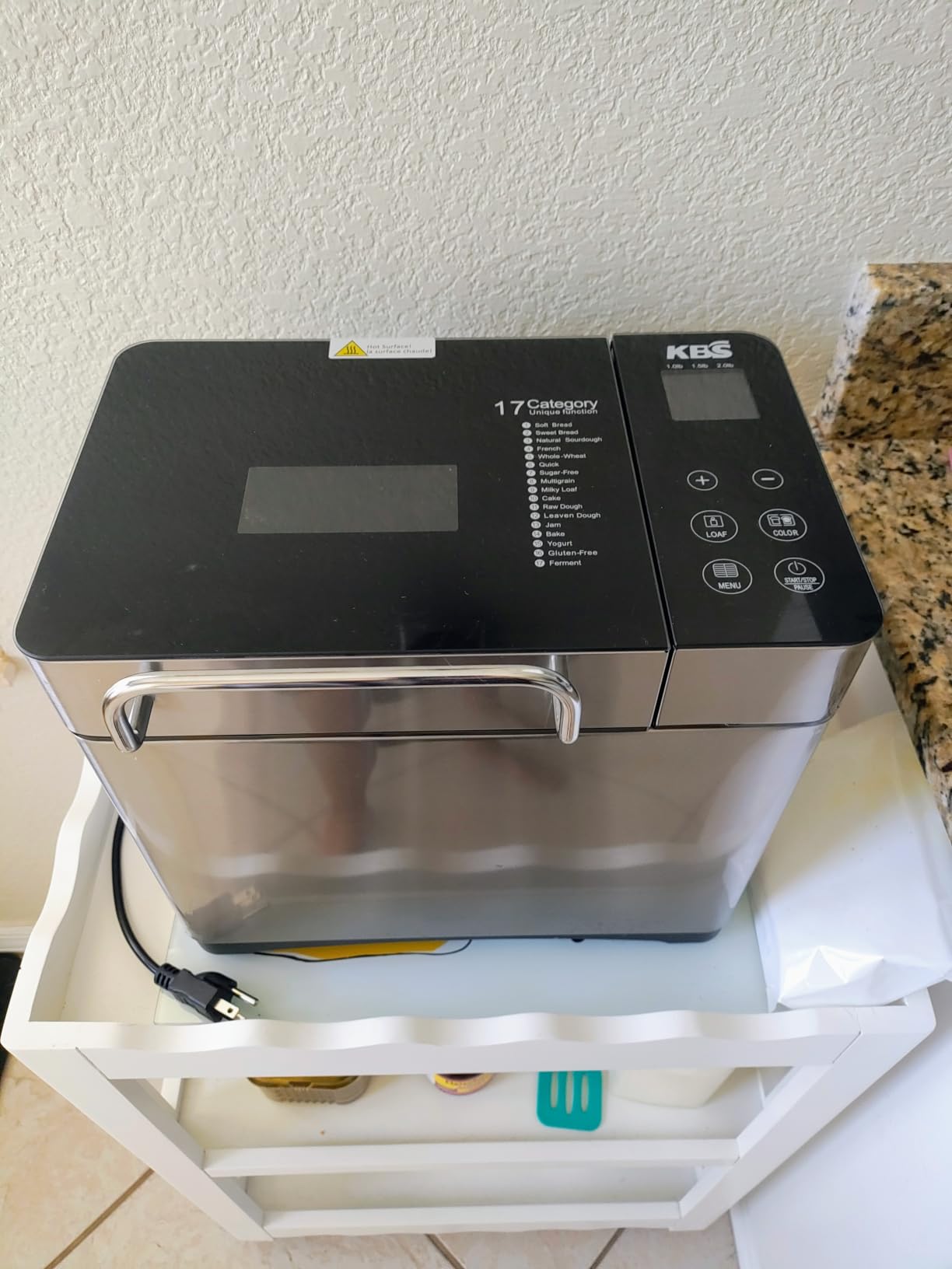 KBS Pro 710W 2.2LB Bread Maker, Stainless Steel 17-in-1 Smart Bread Machine with Healthy Ceramic Pan, Automatic Nut Dispenser, Tempered Glass Touch Panel, 3 Crust Colors, 15H Timer & Keep-Warm, Recipes customer photo 2