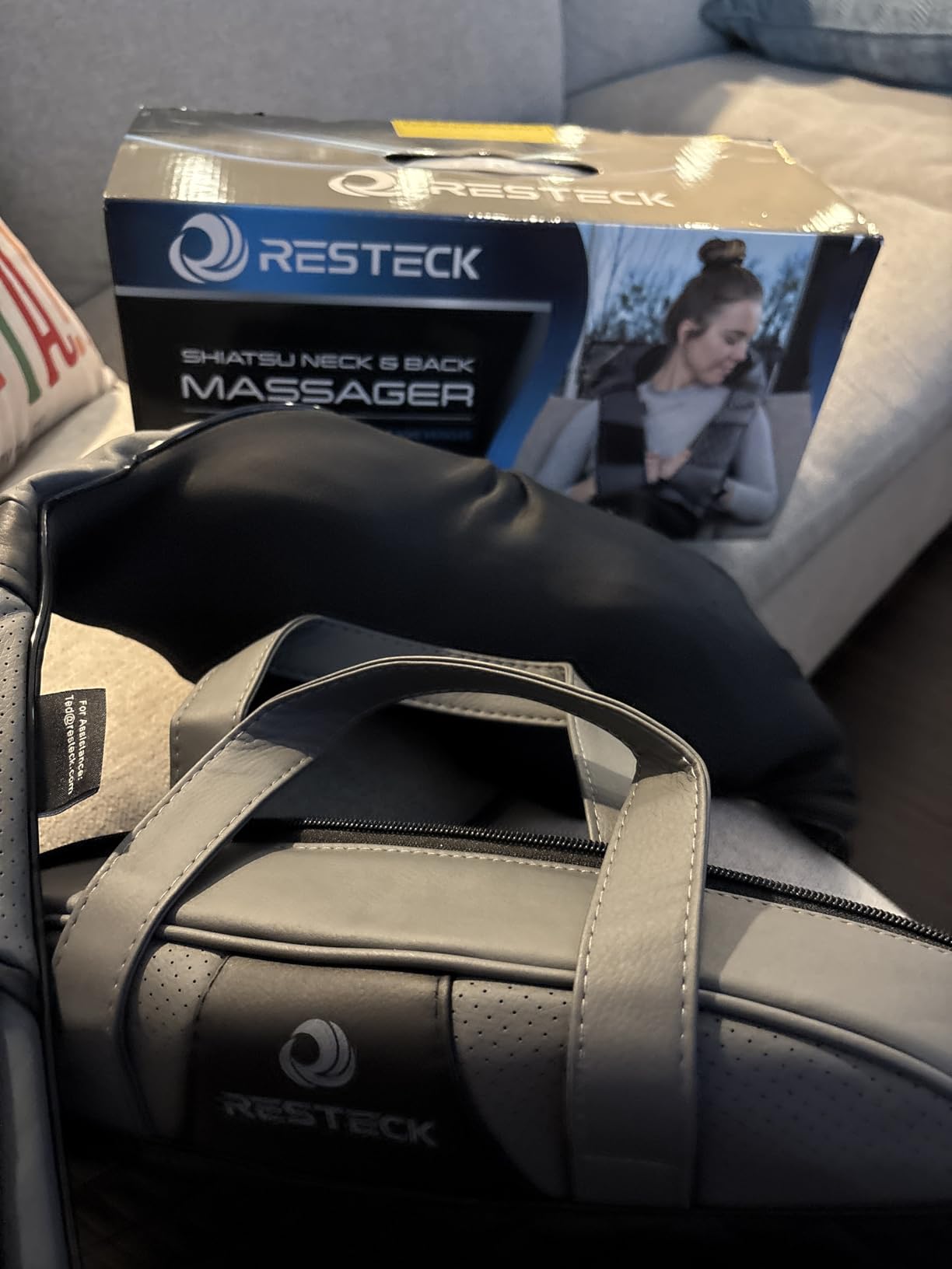 RESTECK Massagers for Neck and Back with Heat - Deep Tissue 3D Kneading Pillow, Electric Shiatsu Shoulder Massage, Foot, Legs, Body - Relieve Muscle Pain - Office, Home & Car customer photo 2