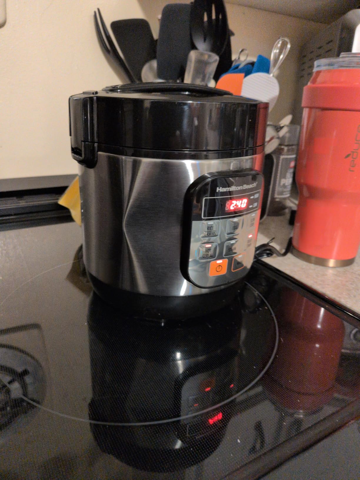 Hamilton Beach Digital Programmable Rice Cooker & Food Steamer | 20 Cups Cooked (10 Cups Uncooked) | 14 Pre-Programmed Settings | PFAS-Free Nonstick Pot | Steam Basket | Stainless Steel customer photo 2