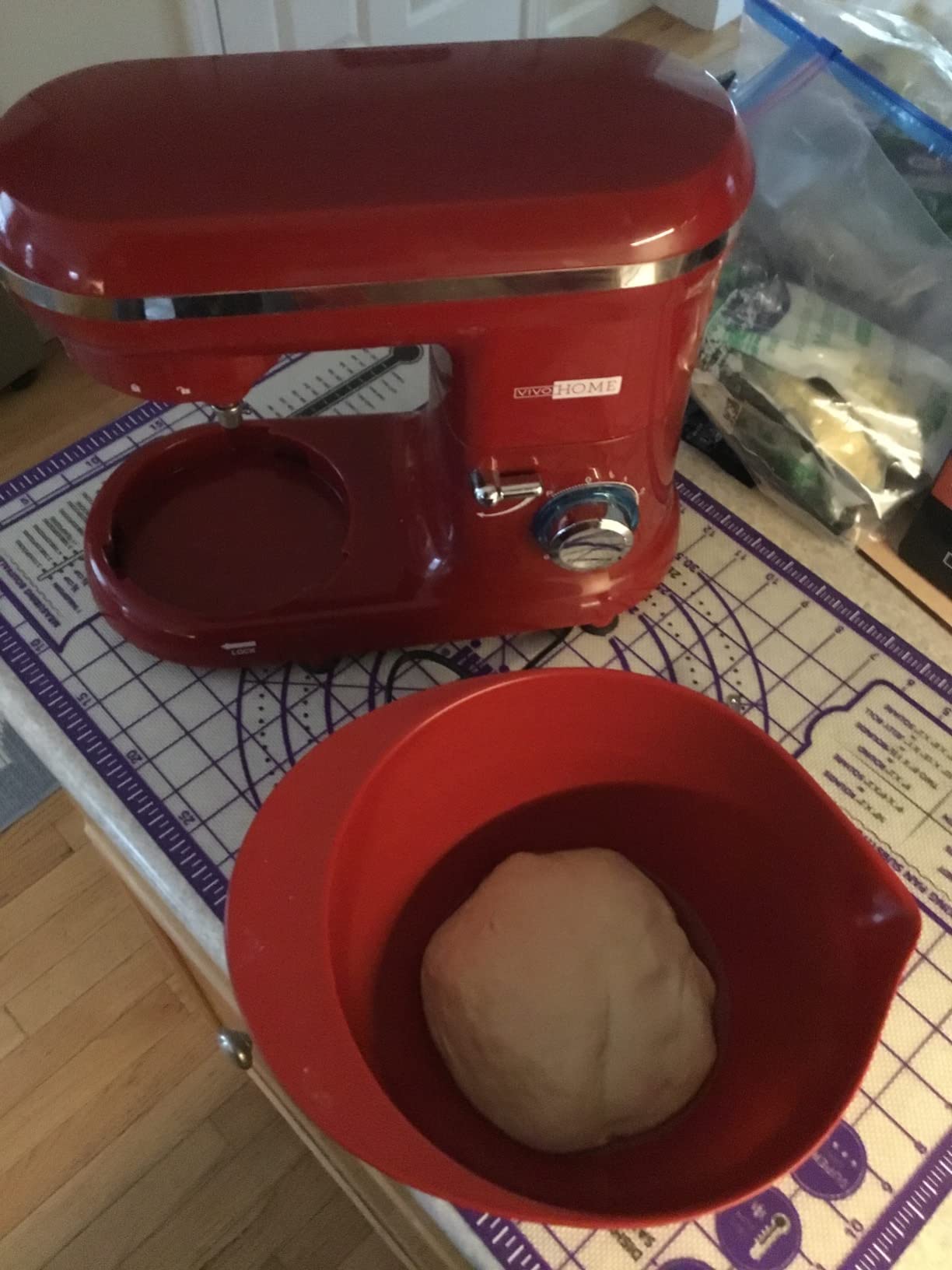 VIVOHOME Stand Mixer, 6-Quart Tilt-Head Kitchen Mixer with Bowl, Red customer photo 2