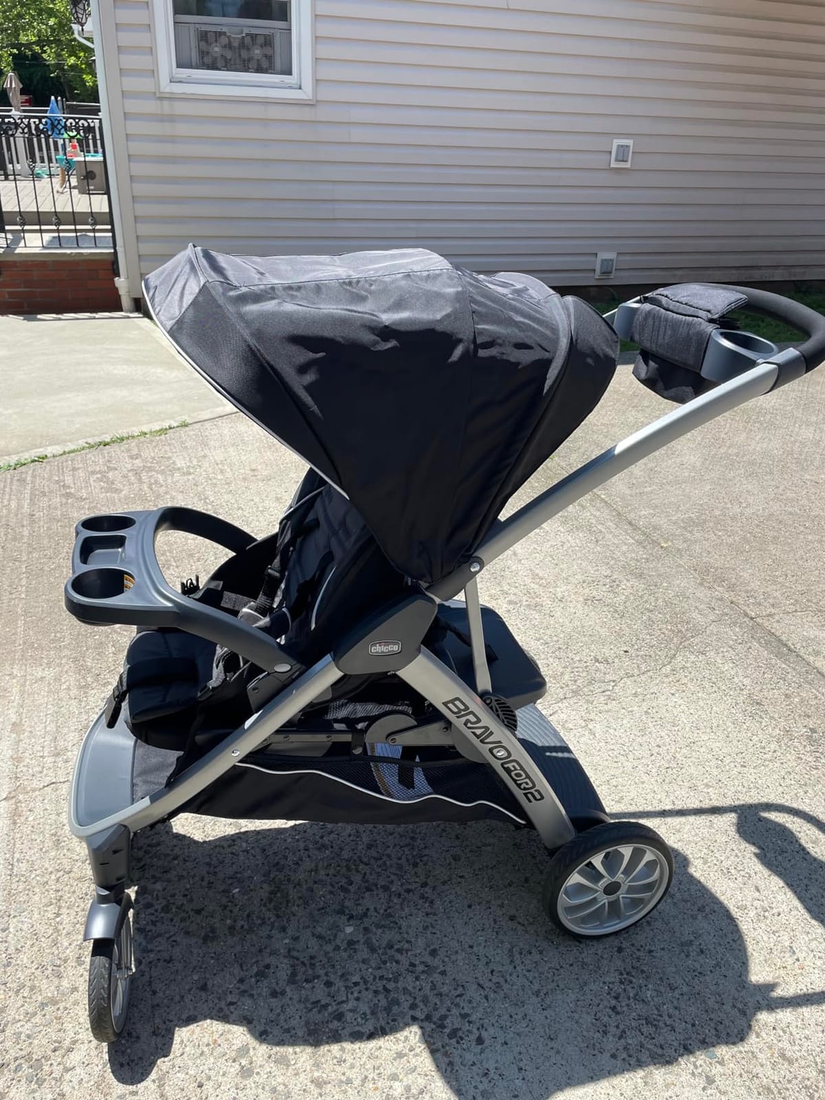 Chicco BravoFor2 Double Stroller for Infant and Toddler, Sit or Stand | Iron/Black, baby stroller with 5-point harness, Chicco car seat compatible, toddler standing platform, one-hand fold customer photo 1