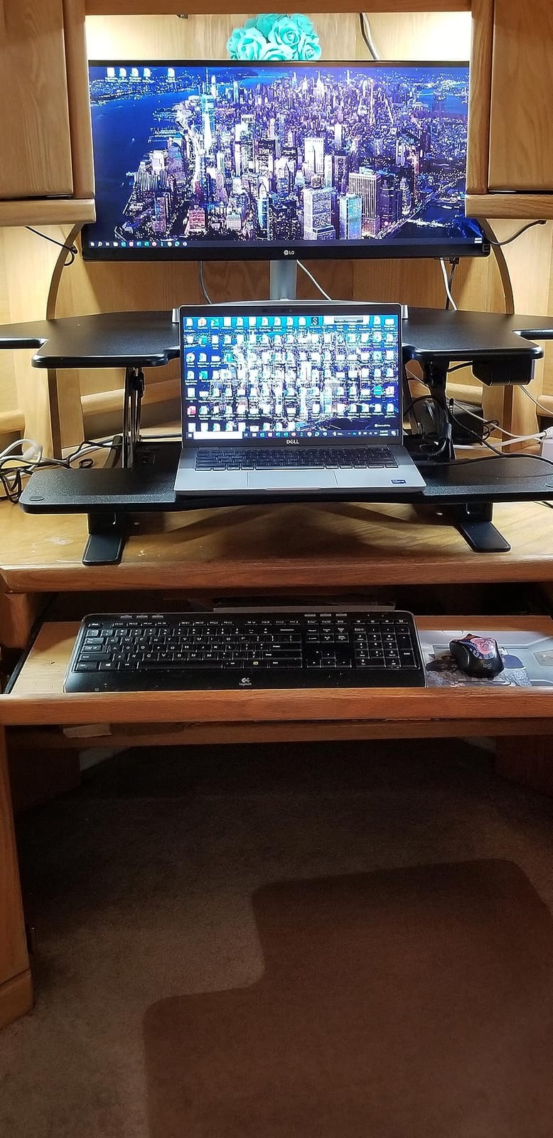 VIVO Black 43 inch Electric Corner Desk Converter, DESK-V000VCE | Large, Height Adjustable, Stand Up Desk Riser, Wide Keyboard Tray, Standing Dual Monitor and Laptop Workstation, V Series customer photo 1
