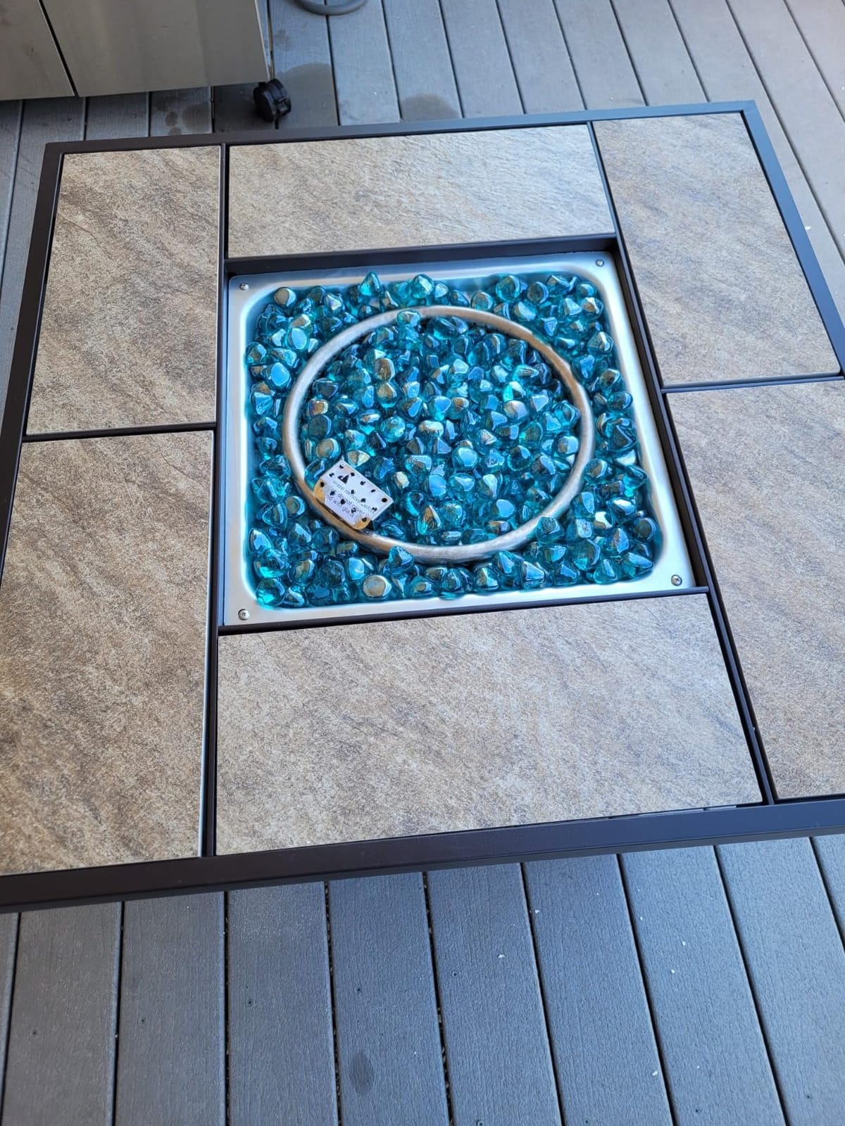 BALI OUTDOORS Propane Gas Fire Pit Table | 32 inch 50,000 BTU Square Gas Firepits for Outside, Brown customer photo 1