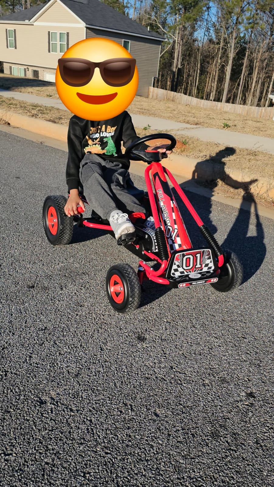 Costzon Go Kart for Kids, 4 Wheel Off-Road Pedal Go Cart w/Adjustable Seat, 2 Safety Brakes, EVA Rubber Tires, Ride-On Toys for Boys Girls, Outdoor Racer Pedal Car (Red, 40