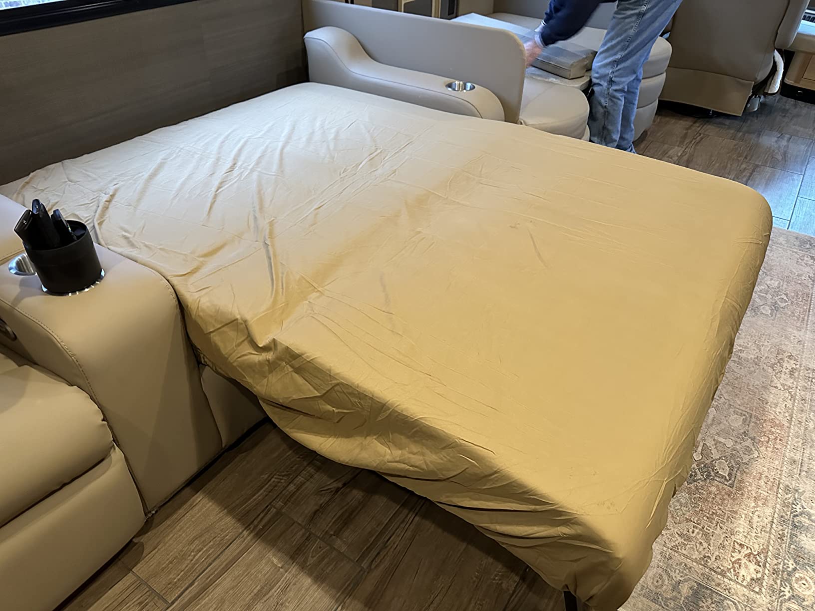 Shreem Linen Luxury 4 Piece Microfiber RV Sheet Set, Deep Pocket Fits Up to 10 inch, Soft, Wrinkle-Resistant, Camper, Travel Trailer Bedding, 3/4 Full Bunk 48x75, White customer photo 2