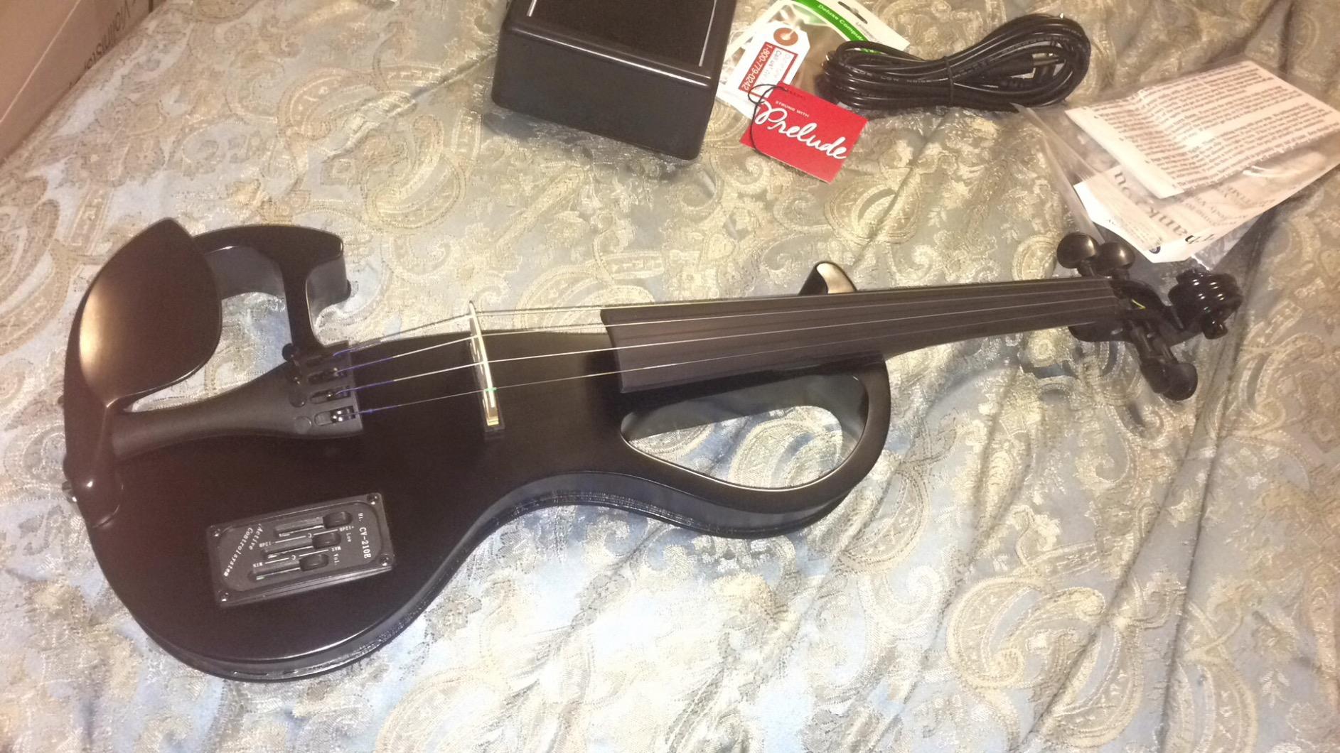 Electric Violin Bunnel Edge Outfit 4/4 Full Size Clearance (Dark Zebrano) - With Carrying Case and Accessories - Headphone Jack - Piezo Ceramic Pick-up by Kennedy Violins customer photo 1