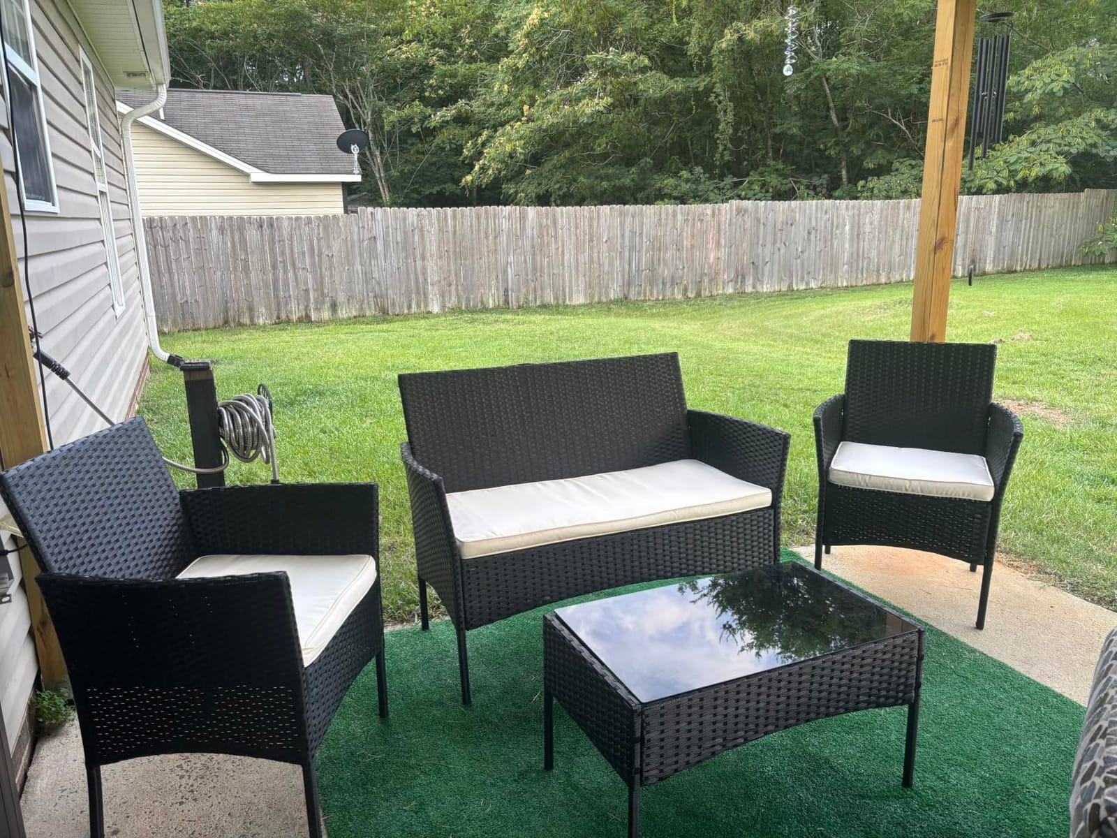 FDW 4-Piece Patio Furniture Set | Black | Outdoor Wicker Furniture | with Coffee Table | Modern Rattan Chairs Conversation Set | Outdoor Seating | Weather-Resistant | for Porch, Garden, Lawn customer photo 2