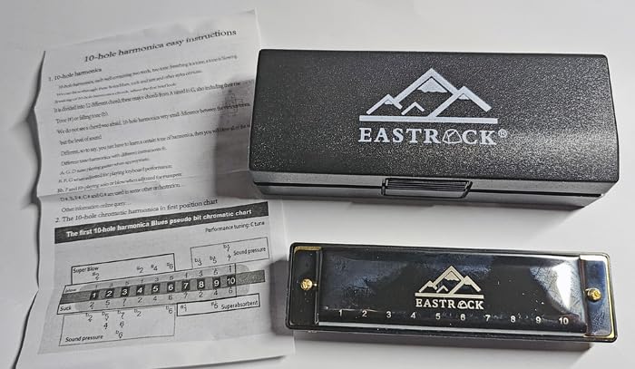 EastRock 10 Hole Blues Harmonica C Key Black with Case for Adults Beginner customer photo 2