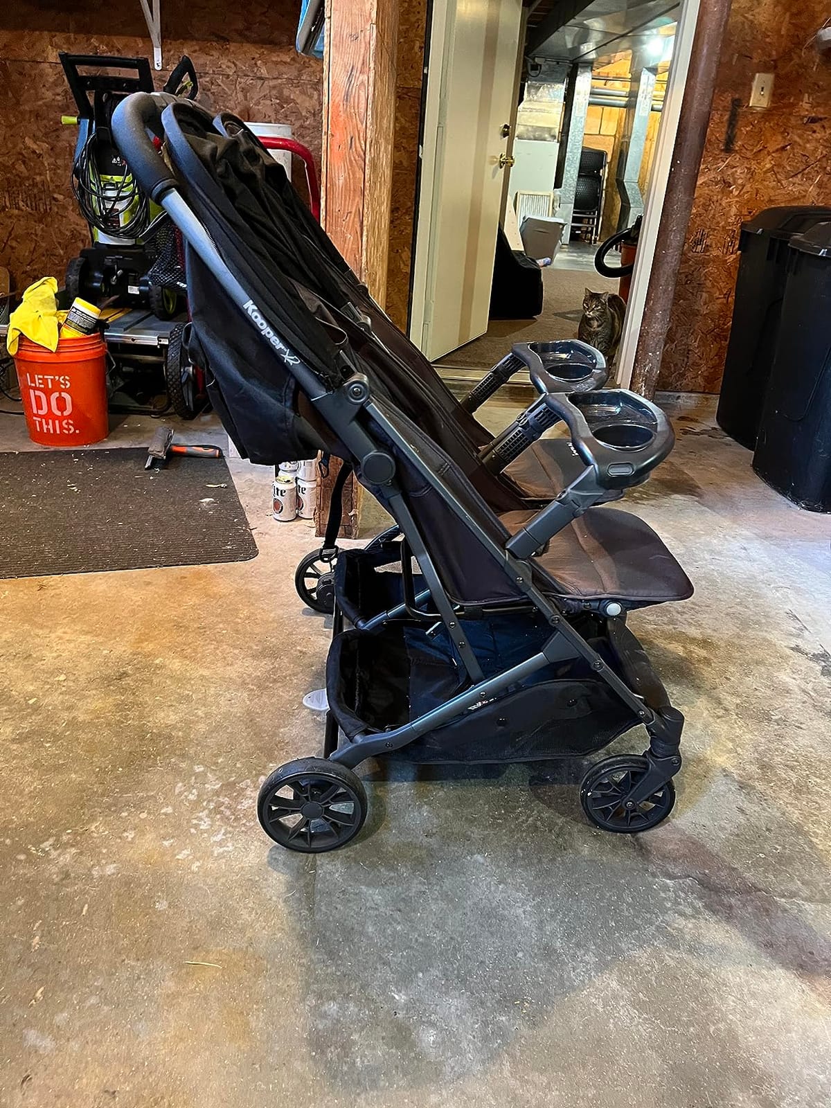 Joovy Kooper X2 Double Stroller, Lightweight Travel Stroller, Compact Fold with Tray, Olive | Side-by-Side Seats, Adjustable Leg Rests, Big Wheels for Smooth Ride, Snack Trays, Storage Pockets, Easy One-Handed Fold customer photo 1
