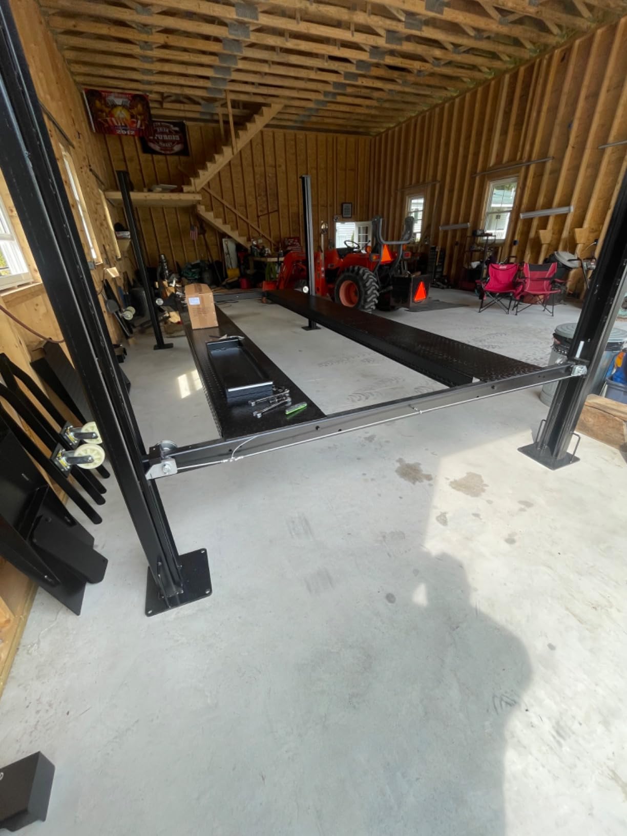 APlusLift 8SXLT 8000LB Extra Tall Long Wide 4-Post Car Lift 3 Year Warranty | CE Certified 12000LB Static Load Test Removable Aluminum Ramp High Efficient Motor Low Current Powercord & Plug included customer photo 1