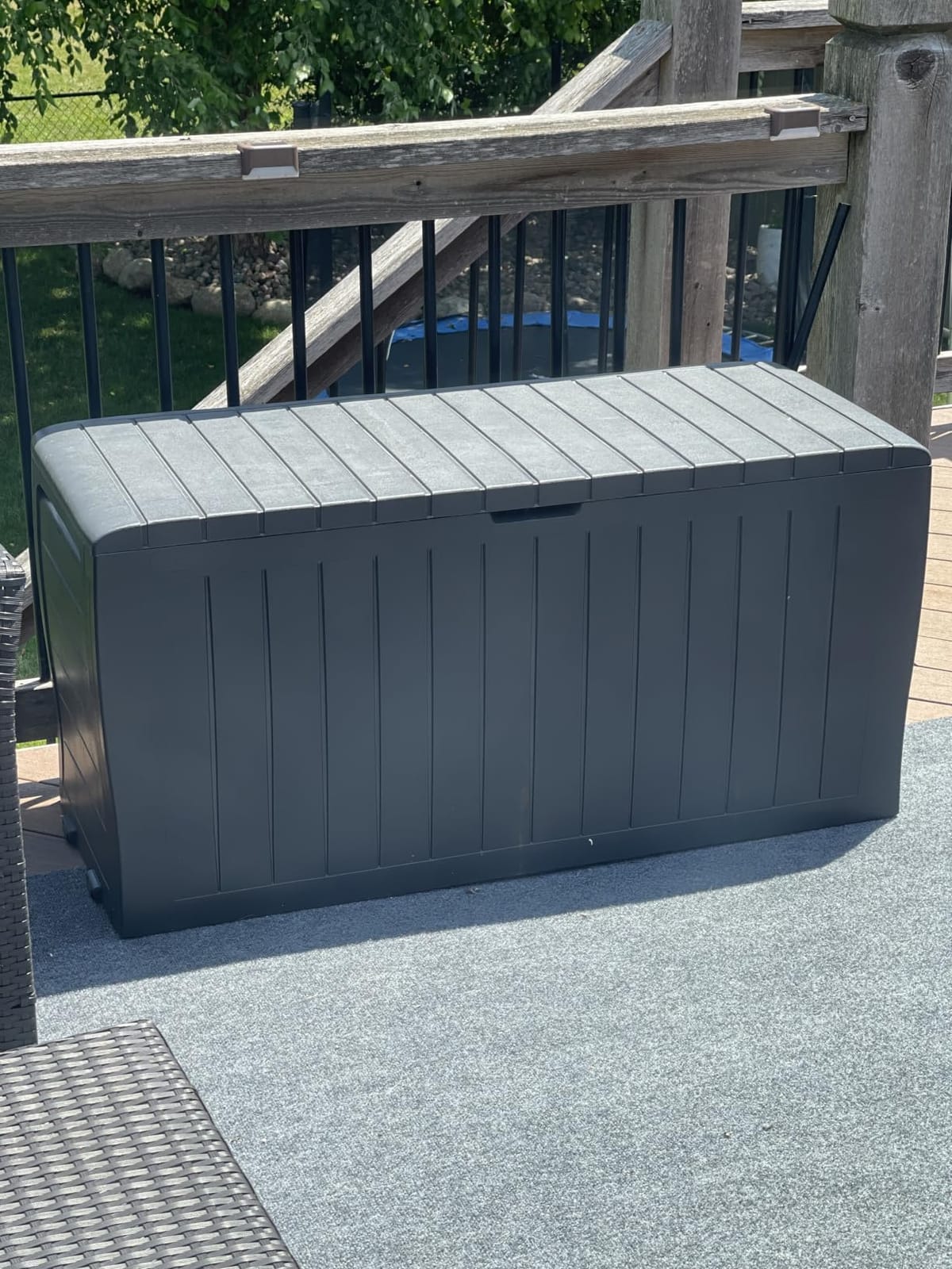 Keter Marvel Plus 71 Gallon Resin Deck Box-Organization and Storage for Patio Storage Box Outdoor Cushions, Throw Pillows, Garden Tools and Pool Accessories, Dark Grey | Grey, Resin, Compact, Weatherproof, Lockable, Durable, Easy Assembly, Organization, Patio Cushions Storage customer photo 1