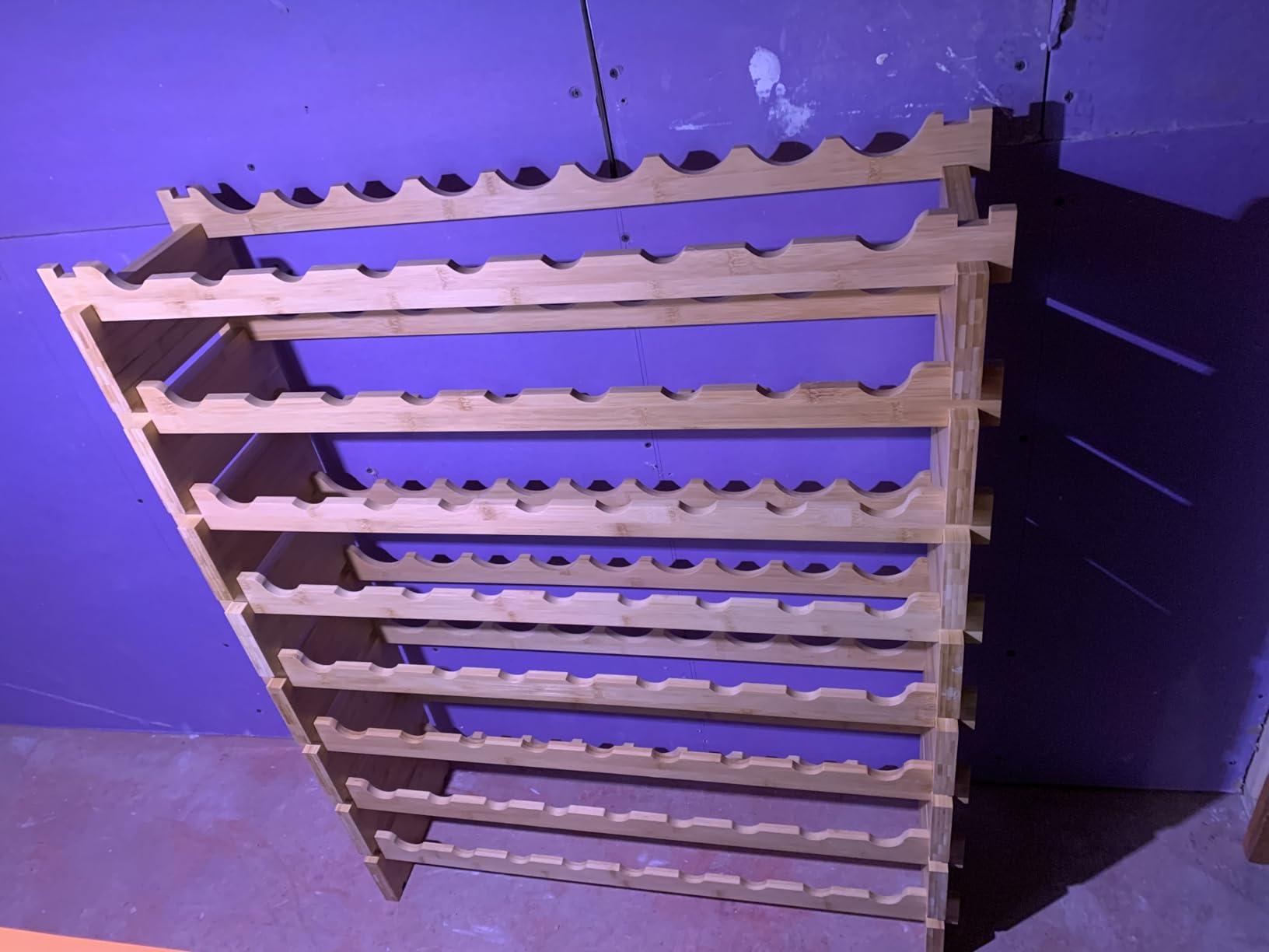 DECOMIL - 72 Bottle Stackable Modular Wine Rack Wine Storage Rack Solid Bamboo Wine Holder Display Shelves, Wobble-Free (Eight-Tier, 72 Bottle Capacity) customer photo 2