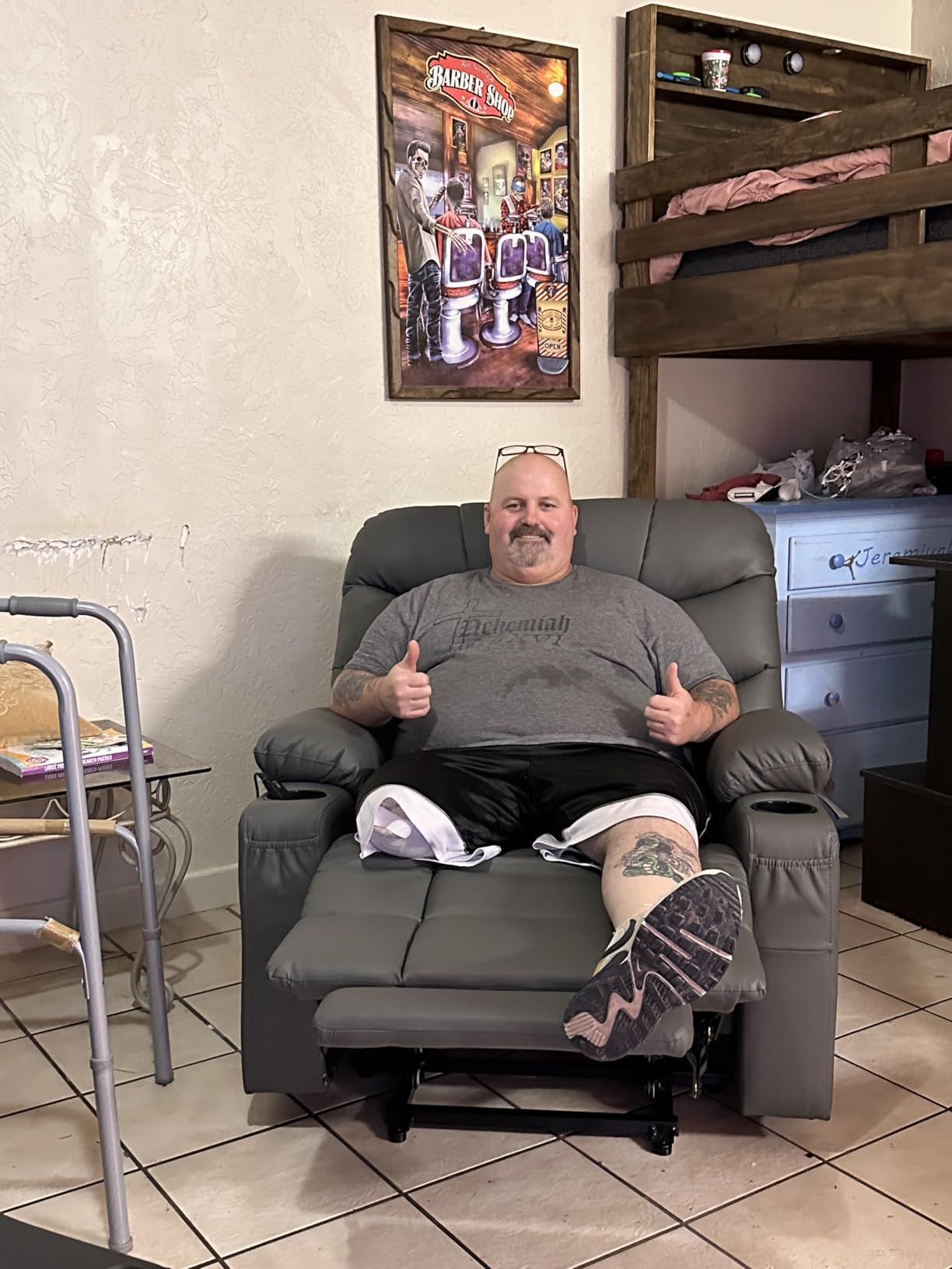 MCombo Power Lift Recliner for Elderly, Leather 7287 (Dark Brown, Medium) - Stand Assist, 140 Degree Recline, Easy-Clean Leather, USB Charging customer photo 1