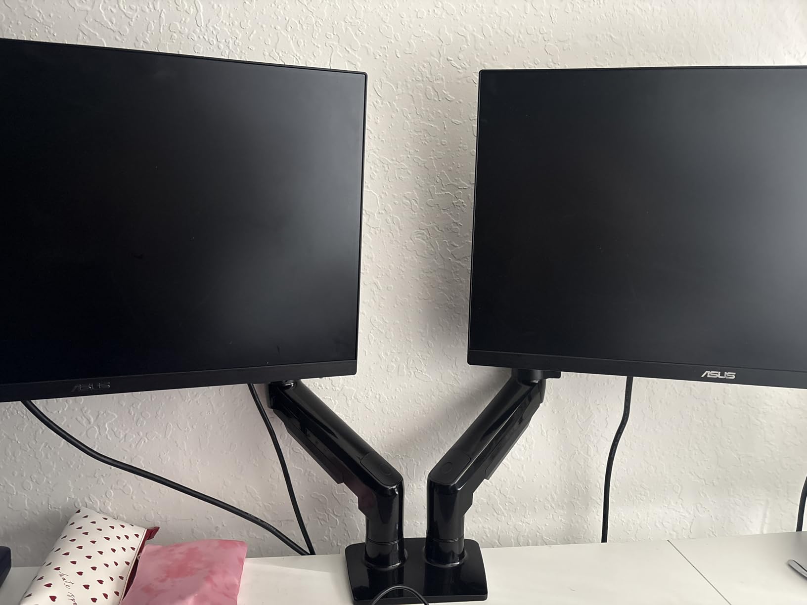 HUANUO FlowLift Dual Monitor Stand, Fully Adjustable Gaming Monitor Desk Mount for 13-32 inch Computer Screens, Full Motion VESA 75x75/100x100 with C-Clamp & Grommet Base, Each Arm Holds 4.4 to 19.8 lbs customer photo 2