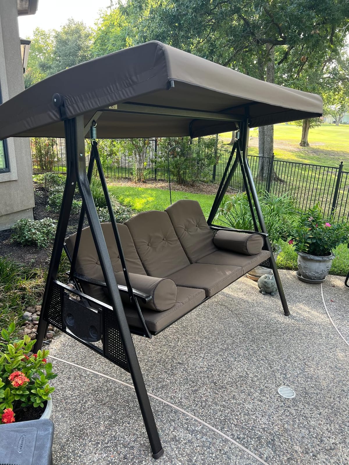 PURPLE LEAF Outdoor Porch Swing for Adults Durable Bronze Aluminum Frame customer photo 2