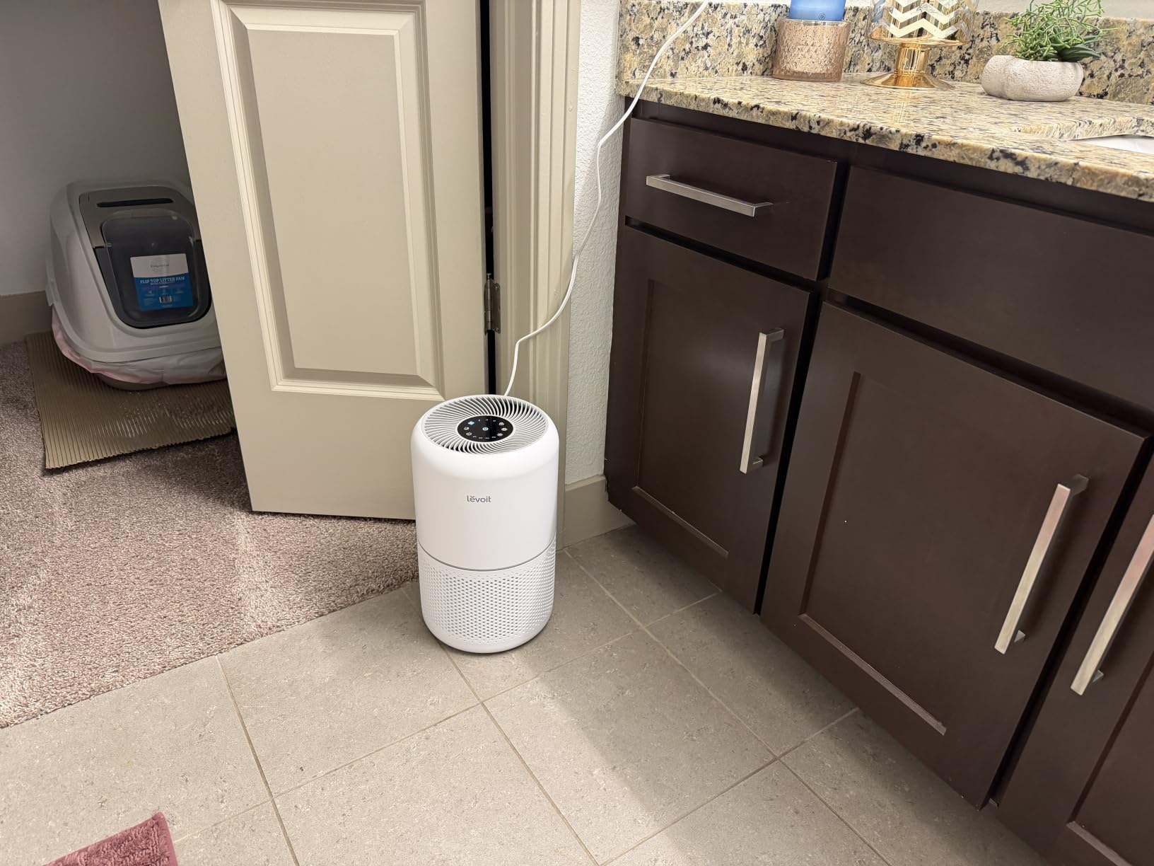 LEVOIT Air Purifier for Home Allergies Pet Hair in Bedroom, Covers Up to 1073 ft² by 56W High Torque Motor, AHAM VERIFIDE, 3-in-1 Filter with HEPA Sleep Mode, Remove Dust Smoke Odor, Core300-P, White customer photo 2