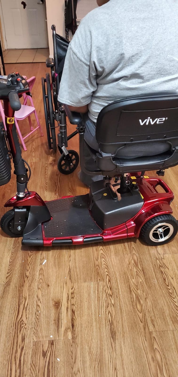Vive 3 Wheel Mobility Scooter - Electric Powered Mobile Wheelchair Device for Adults - Folding, Collapsible and Compact for Travel - Long Range Power Extended Battery with Charger and Basket Included customer photo 1