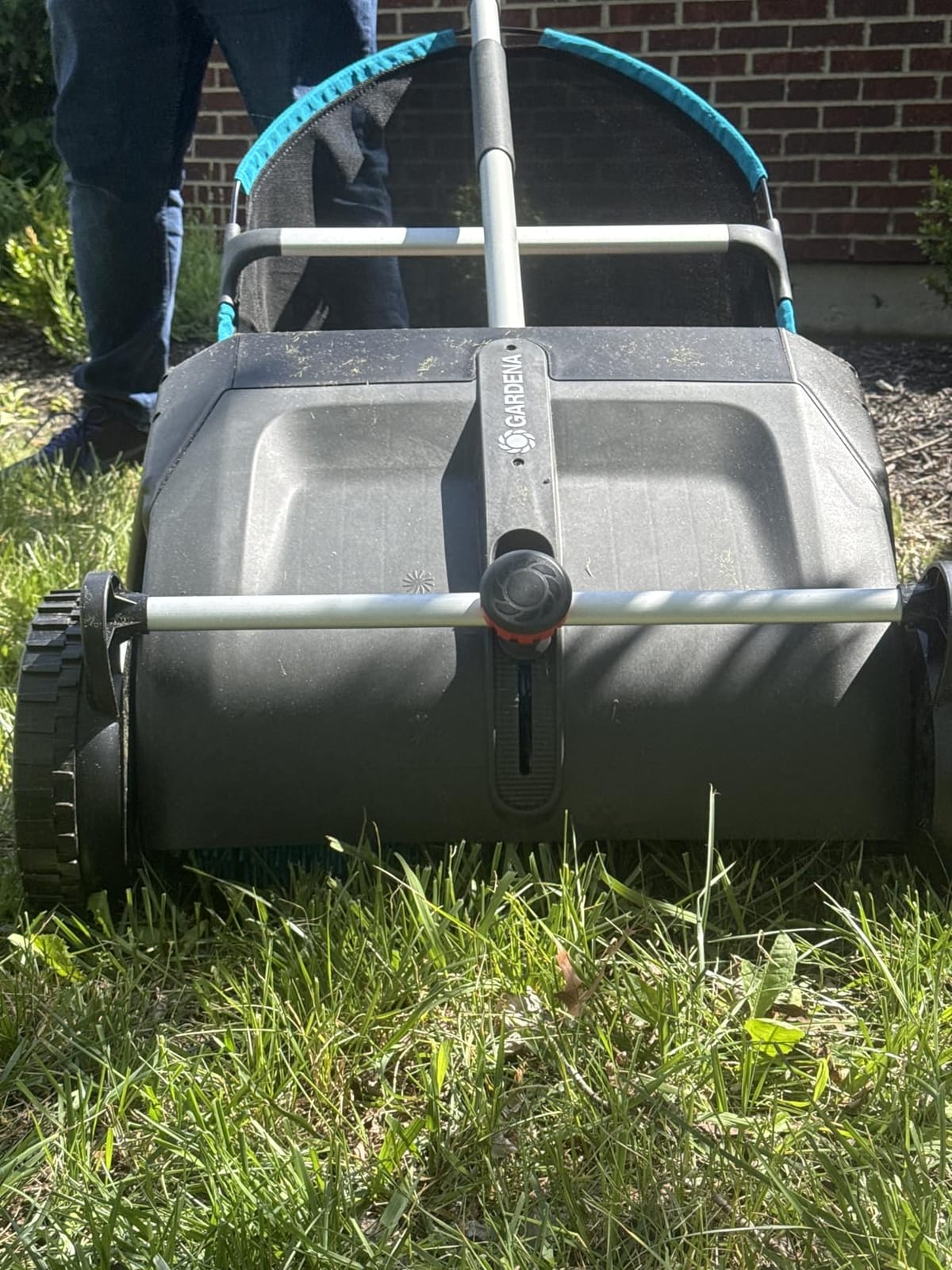 GARDENA Lawn & Leaf Collector Sweeper - Manual Lawn Sweeper - Large Capacity Hopper Bag - Adjustable Height Wide Brush Pickup - Easy to Maneuver Yard Debris Collector - Space Saving Storage - 03565 customer photo 2