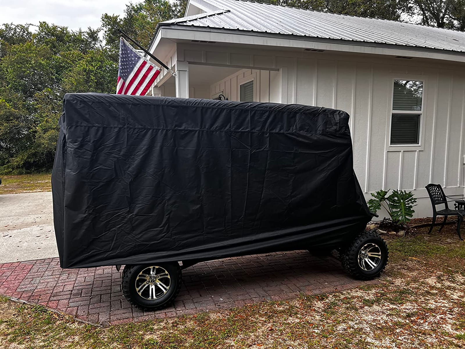 moveland 6 Passenger Golf Cart Storage Cover for E Z GO, Club Car, Yamaha | Black, Heavy-Duty Weatherproof Fabric, Weatherproof Dustproof, Fits 138x48x66, 6-Seat Limo Carts customer photo 2