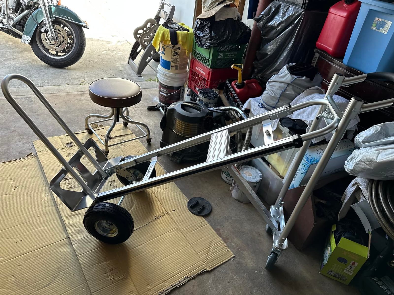 Vergo Industrial Convertible Hand Truck - AS7A2 Heavy Duty Aluminum 3 in 1 Dolly (750 lb Capacity) Lightweight Frame, Ergonomic Handle, Extendable Loop, Versatile Moving Dolly (3 Positions, 53