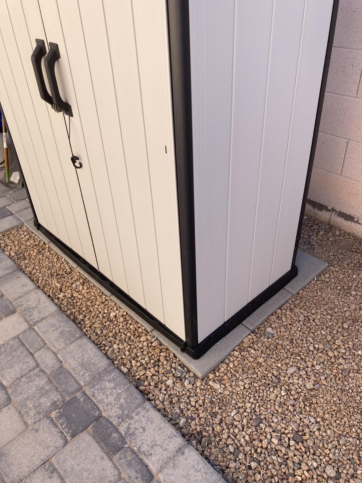 Keter Premier Tall 4.6x5.6 ft Resin Outdoor Storage Shed, Backyard Garden Shed with Shelving Brackets for Tools, Patio Furniture, Pool & Bike Storage, Grey & Black, 62 cu. ft Capacity customer photo 2
