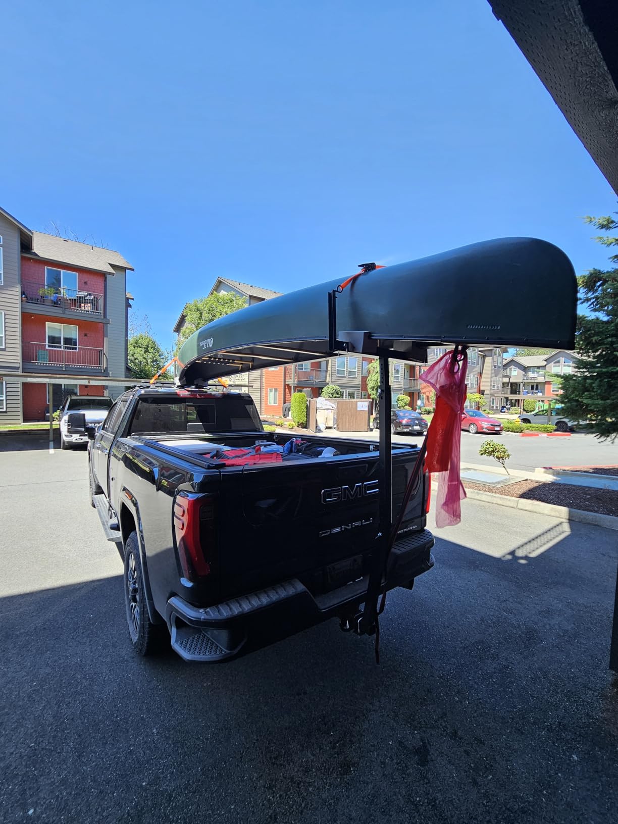 Mockins 750 Lbs Cap Truck Bed Extender Hitch Mount | 2-in-1 All-Weather Steel Canoe Rack & Kayak Trailer with Stabilizer & Straps customer photo 1