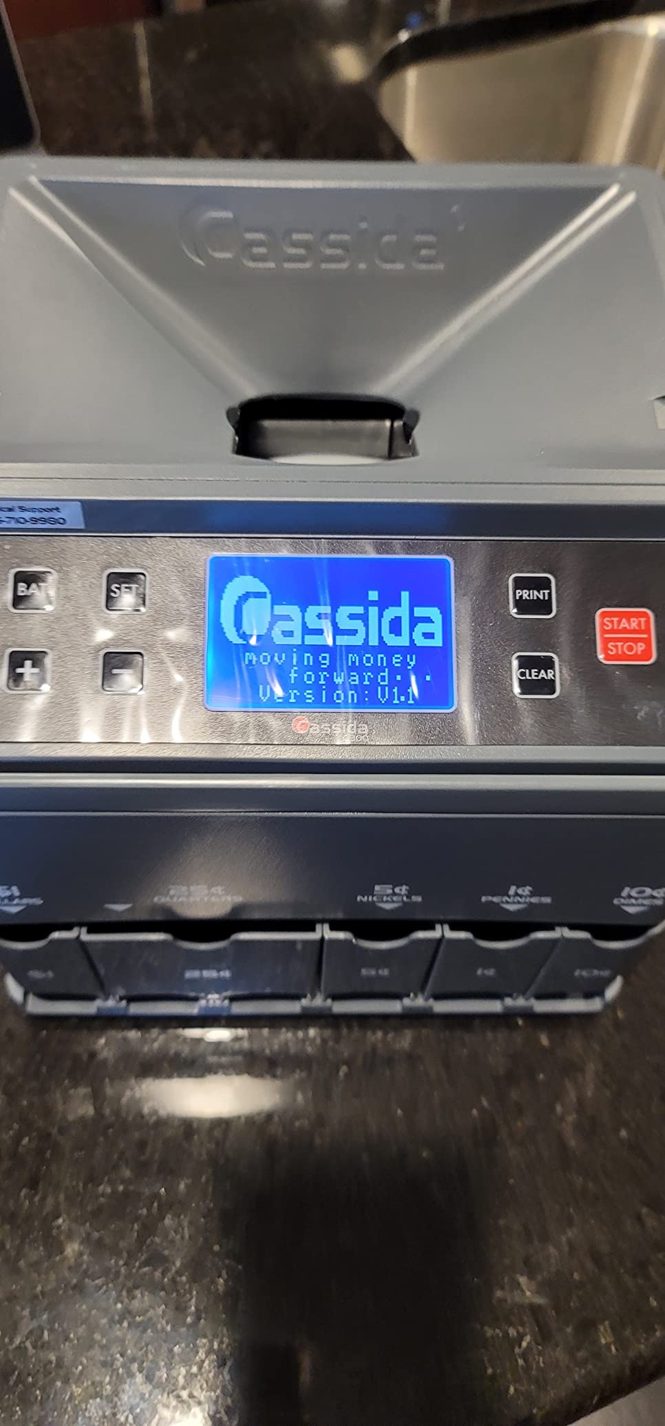 Cassida C300 Professional USD Coin Counter, Sorter and Wrapper/Roller, 300 Coins/min, with Quickload and Printing-Compatible, Gray customer photo 2