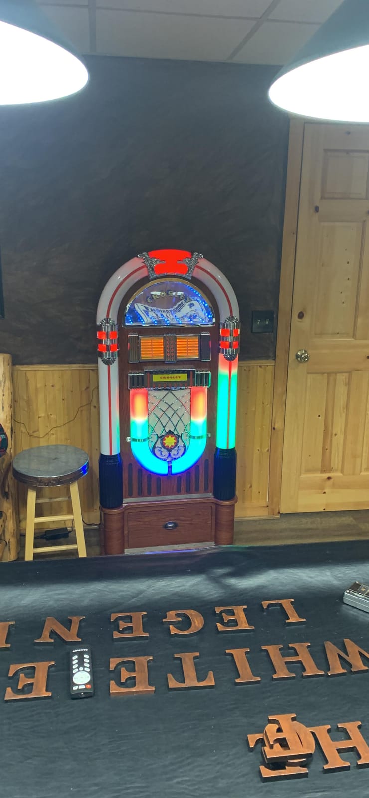 Crosley CR1215A-WA Jukebox with ST15-WA Stand Included, Walnut | AM/FM Radio, Bluetooth In, CD Player customer photo 1