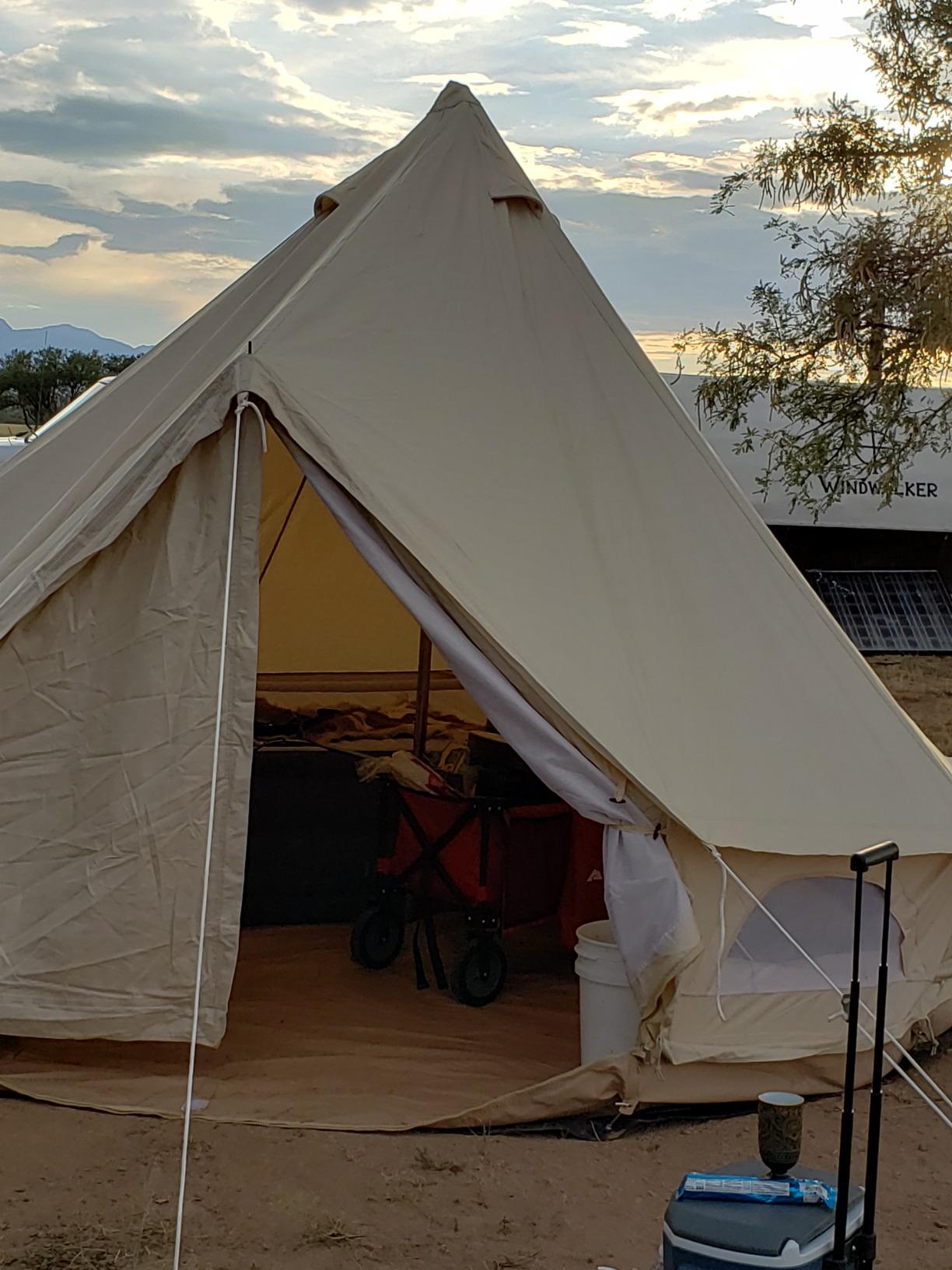 Dream House Outdoor Waterproof Cotton Canvas Family Camping Bell Tent customer photo 1