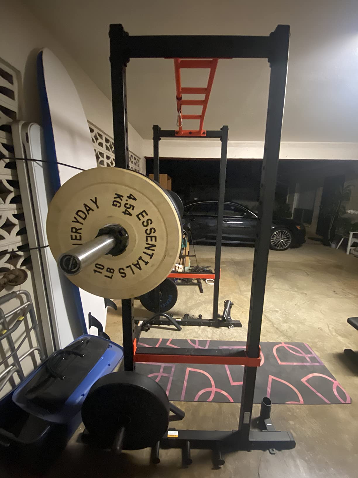 Sunny Health & Fitness Full Size Power Cage for Home Gym Training | Squats, Presses & Pull-Ups, Reversible Pull-Up Bar, Numbered Heights, 6 Band Pegs, Plate Storage, 1000 lb Rack customer photo 1