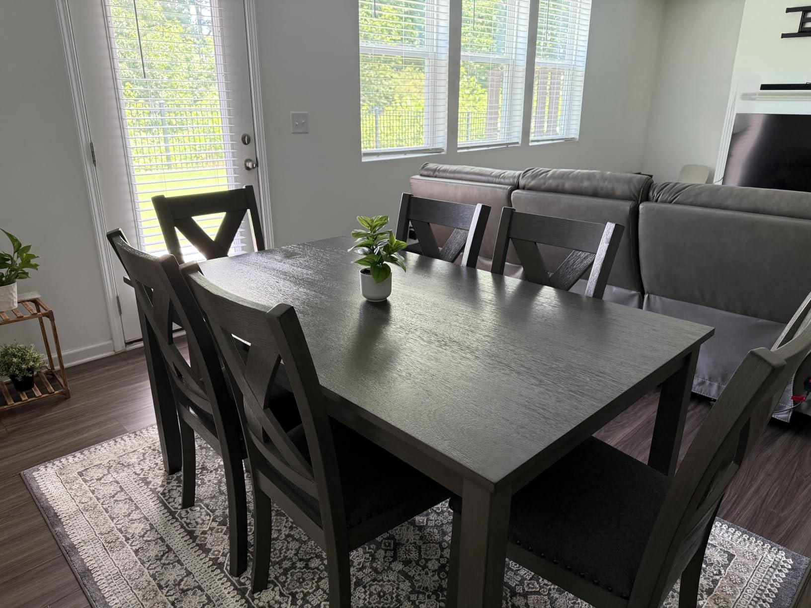 Signature Design by Ashley Caitbrook 7-Piece Dining Set, Gray Wash, X-back Cushioned Chairs customer photo 2